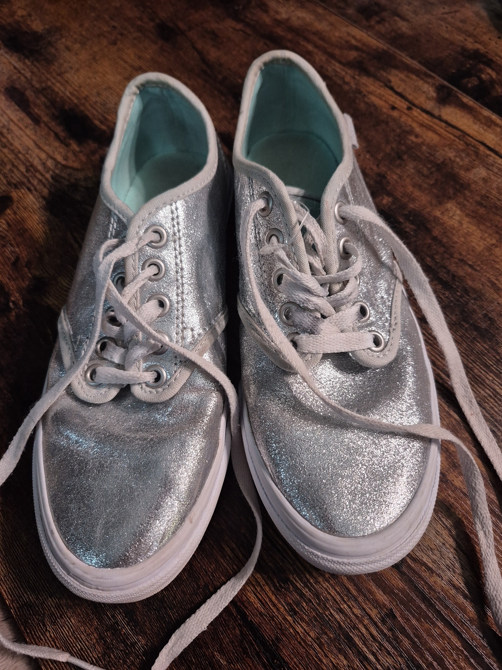 Vans Silver Glitter Low-Top Sneakers with White Soles